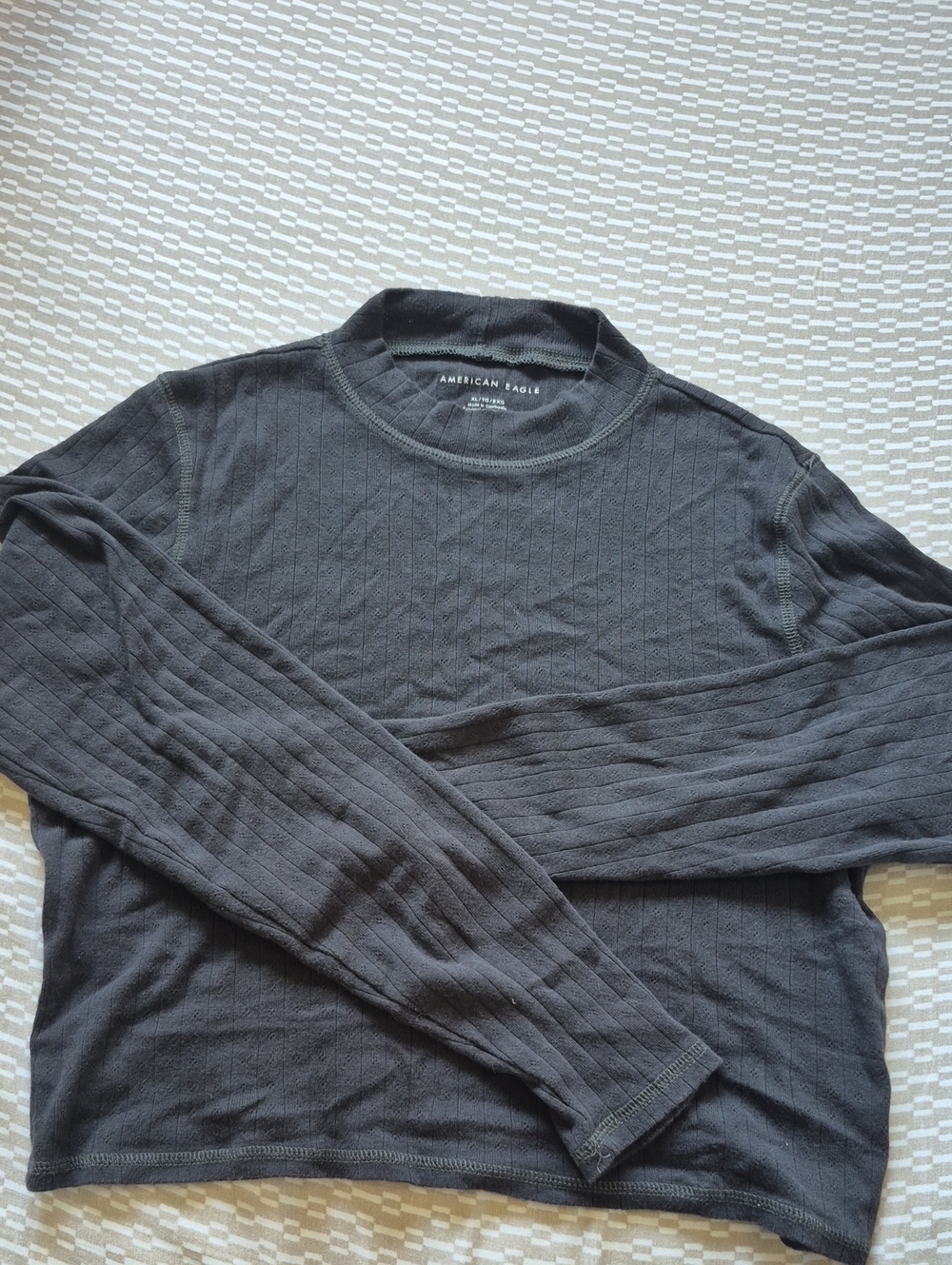 American Eagle Ribbed Mock Neck Long Sleeve Top